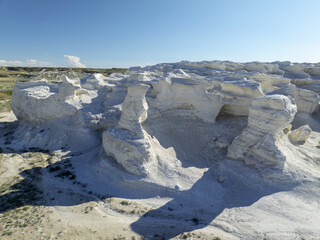 Mangyshlak Chalk (white) mountains where one can find teeth of ancient sharks, druze and...