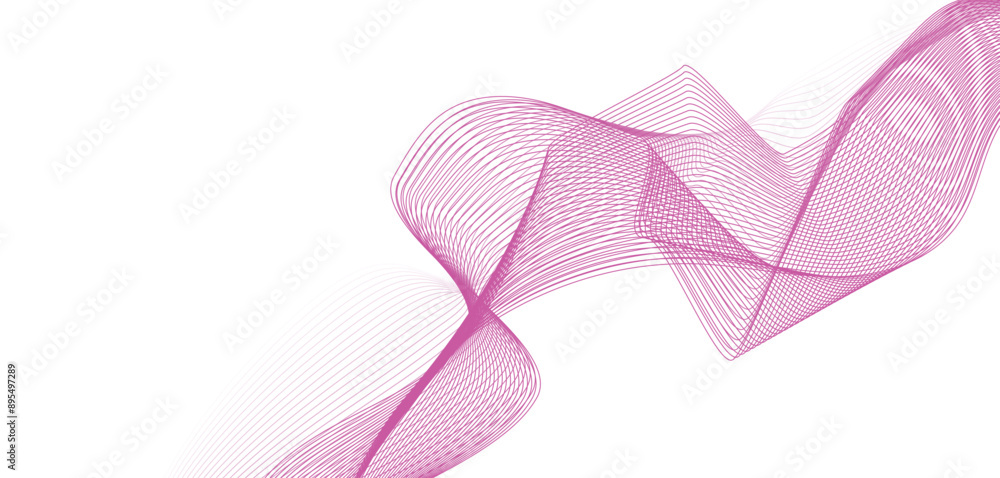 Poster abstract pink background with waves thin line on white. isolated on white background in concept luxu