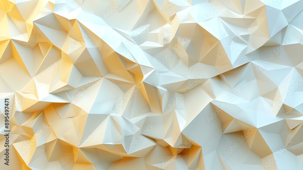 Poster abstract low poly background with beige and white triangles.