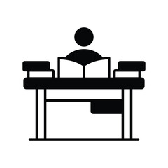 study glyph icon with white background vector stock illustration