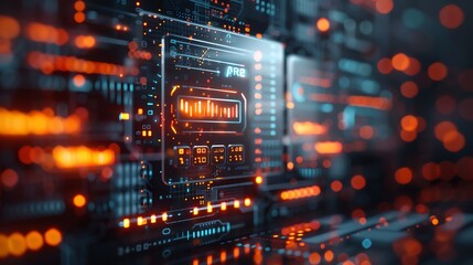 Futuristic technology background showcasing glowing circuits and data patterns in vibrant colors for digital themes.