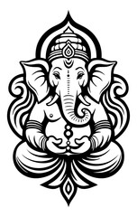 Artistic Ganesha Design, Hinduism, Hindu, Symbol, Art, Religion, Indian Art, Hindu God, Lord, Festival Lucky Symbol, Design, Artistic Indian Design, Black, Tattoo, Decorative, Celebration Art