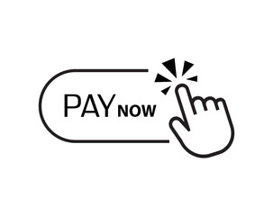 pay now sign on white background	