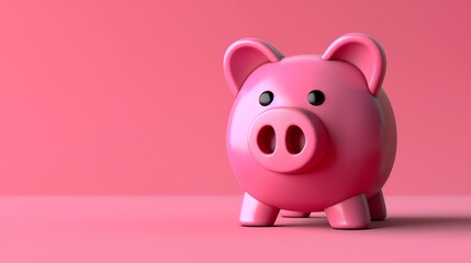 A vibrant pink piggy bank stands against a soft pink background, symbolizing saving money and financial planning.