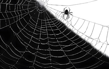 Obraz premium Spider web black with transparent background