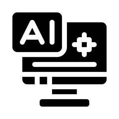 Obraz premium AI research glyph icon