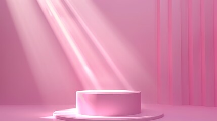 Pink Minimalist Product Display with Light Rays