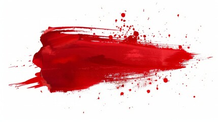 Red brush stroke isolated on white background.