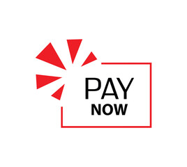pay now sign on white background	