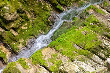 Beautiful waterfall in the forest in the park