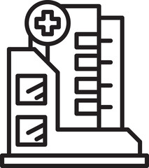 Hospital Icon Line Illustration

