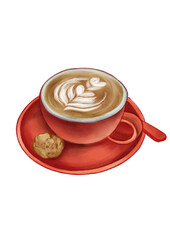 Watercolor Cafe Latte Illustration
