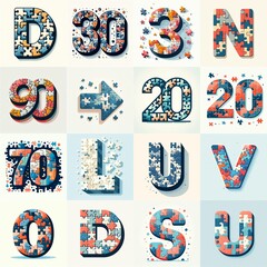 Naklejka premium Puzle color geometric tiling Lettering Typeface. AI generated illustration