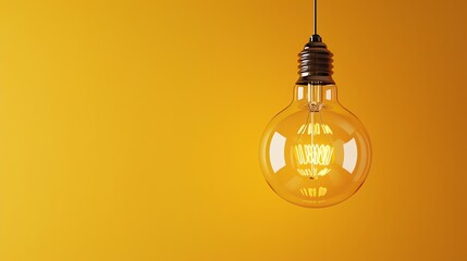 Obraz premium Light Bulb on Yellow Background.