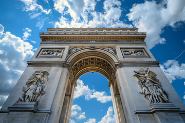 Obraz premium Triumphal arch in Paris during summer Olympic games 2024