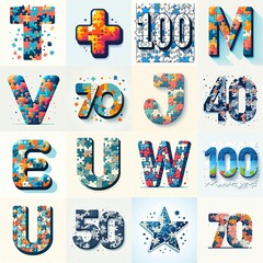 Naklejka premium Puzle color geometric tiling Lettering Typeface. AI generated illustration