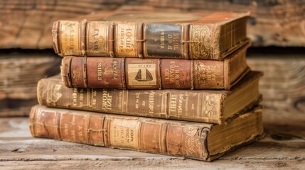 A stack of old books with the top one titled "The Old Man's Bible"