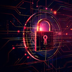 Personal data security Illustrates cyber data or information privacy idea. Color abstract internet technology.