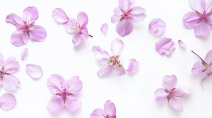 Flower Petals on White Background