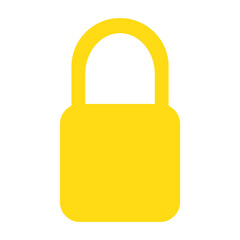 Yellow Lock Icon Isolated on White