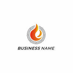 design logo fire ball and circuit tech