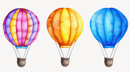 Charming watercolor handdrawn balloons in a retro style, perfect for kids decor, wedding invites, and playful prints.