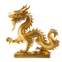 Obraz premium Luxurious Golden Dragon Sculpture Intricate Design PNG Transparency
