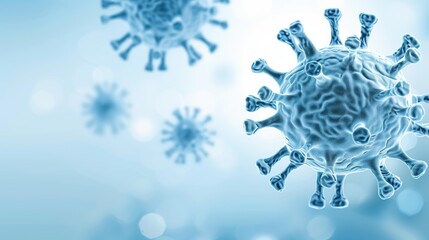 Experience a detailed illustration of the COVID virus, showcasing its microscopic structure against a clean background.