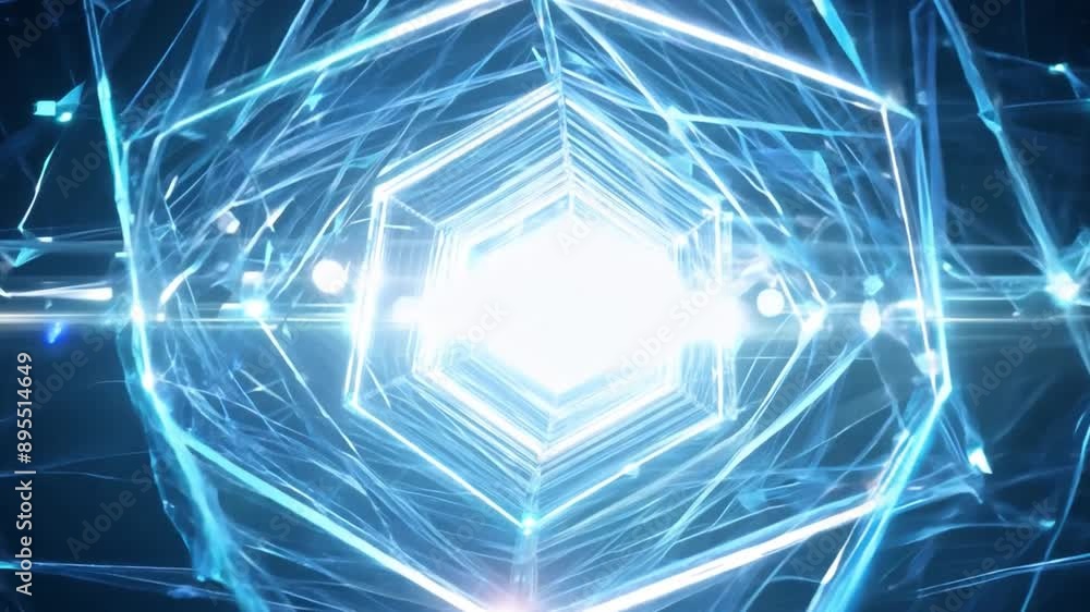 Poster glowing abstract blue background with stars and wave patterns