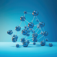 Intricate Molecular Network in a Bright Blue Setting Representing Advanced Scientific Concepts