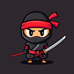 Obraz premium Cute Ninja with Swords Illustration