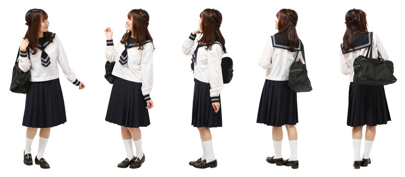 セーラー服　人物切り抜き透過PNG