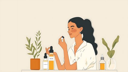 Woman Inspecting Yellow Liquid in a Bottle