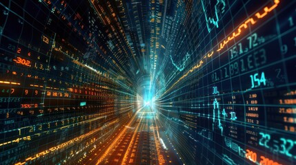Obraz premium conceptual image of a budget as a digital fortress, with walls made of numbers and graphs that dynamically adjust to reflect the financial climate