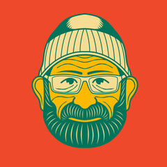 Old man face avatar illustration graphic design 43