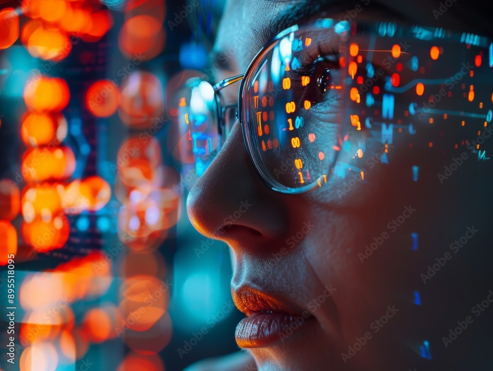 Poster advanced medical researcher utilizing ai technology for data analysis in dynamic close-up with vibra