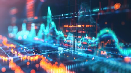 Fototapeta premium conceptual image of a budget as a series of digital waves on a high-resolution display, with peaks and troughs representing financial highs and lows