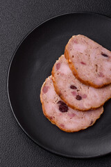 Smoked meatloaf or sausage with salt, spices and herbs