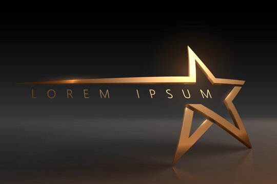Golden star shape template on black background