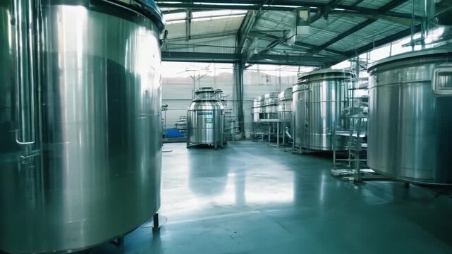 LA WS TS stainless steel fermenting vessels in modern micro brewery / Thousand Palms, California