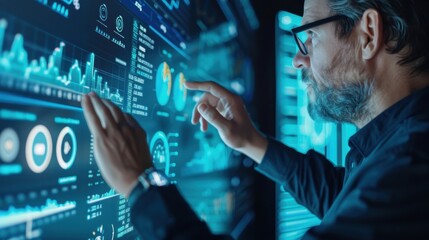 Executive presenting data insights on a large screen, driving decisions with data analytics, Organization, Executive Data