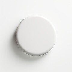 A versatile round white button on a white background, perfect for various design projects. This button can be used for call to action, navigation, or decoration, adding a pop of color to your designs.