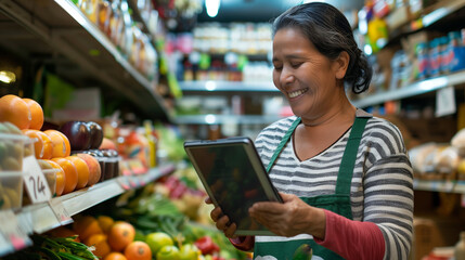 Cheerful_store_owner_using_a_digital_tablet_in_her