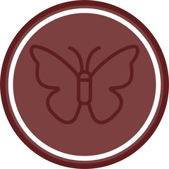 Butterfly Vector Line Double Circle Maroon