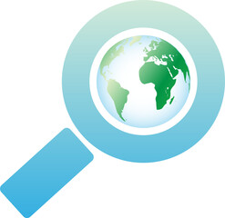 magnifying glass and earth icon