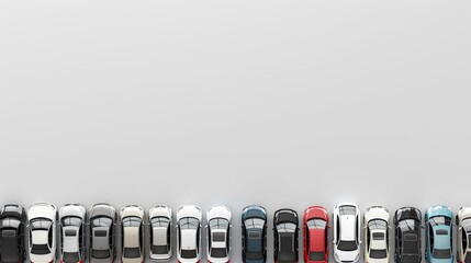 Cars parked in rows General modern car group white background