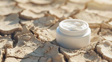 Cream Jar in a Desert Landscape