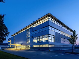 Obraz premium Supplement factory illuminated at night