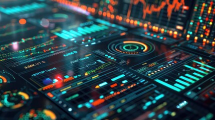 conceptual piece featuring a series of digital financial instruments, like virtual bonds and stocks, arranged on a high-tech dashboard