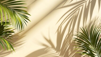 Tropical Palm Leaves on Yellow Background